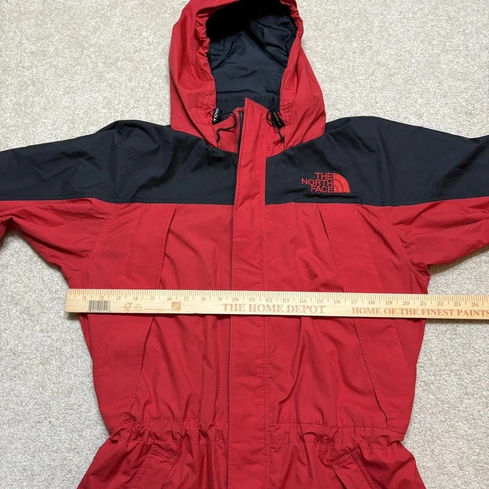 Vtg 90s The North Face Jacket Medium Red Black Hooded Ski Snow Parka Nylon Shell